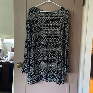 Bell Sleeve Patterned Dress